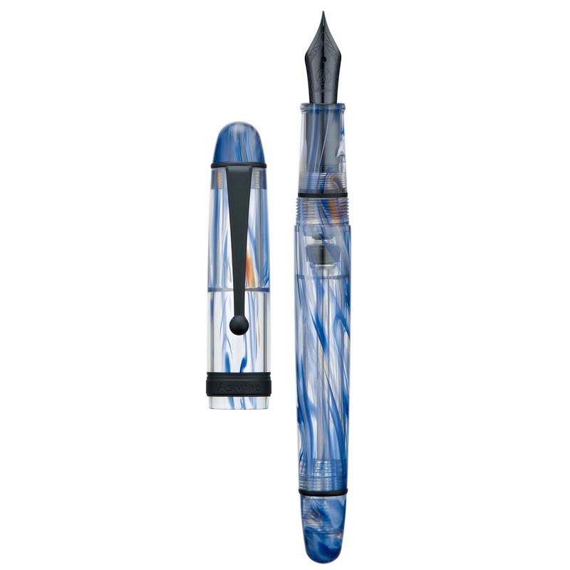 Asvine V126 Vacuum Fill Fountain Pen Blue Swirl Acrylic Medium