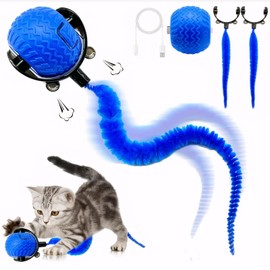 Haokelai Chewie Viral Rolling Ball, Chewie Ball for Cats Dogs, Active Rolling Ball with Two Tails, Interactive Dog Cat Smart Ball Toy, 360° Smart Automatic Rolling Large Small Cats & Dogs Pet Ball