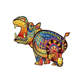 PROW® 300 Pieces Alien Shape Wooden Jigsaw Puzzles Unique Shaped Hippopotamus Puzzles for Adults,Hippo Jigsaw Pieces Best Gift for Adults and Kids Large Size :13.3 × 15 inches (33.7X38CM)