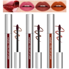 Sitovely Peel Off Lip Liner Stain, 3 Pieces Lip Stain Peel Off Matte Brown Lip Liner, Long-Lasting Removable Lip Stain, Lip Liner Tattoo Highly Pigmented Lip Tint Stain