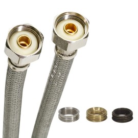 Fluidmaster B4F30CU Faucet Connector, Braided Stainless Steel - 3/8 Compression, 7/16 Compression, 1/2 Compression, or 1/2 F.I.P. Thread x 1/2 F.I.P. Thread, 30-Inch Length
