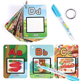 Water Coloring Books for Toddlers, Aqua Painting Book for 18+ Months, Magic Paint Set for 2 3 4 5 Years Old, Alphabet Flash Cards ABC Learning, Road Trip/Airplane Travel/Car Activities Essentials Kids