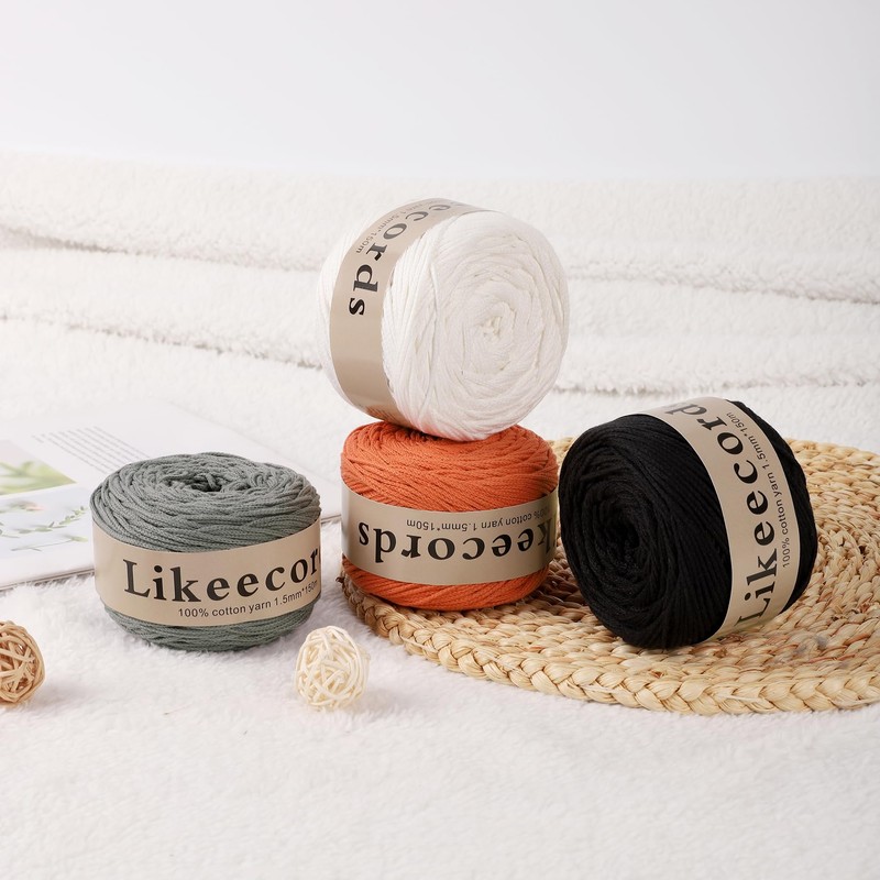Likeecords - Cordón de macramé 100% algodón de 1,5 mm
