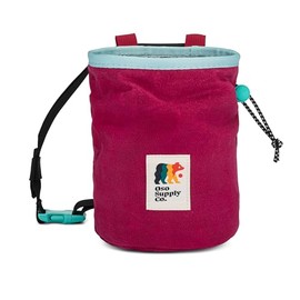 Oso Supply Co - Cascadia Waxed Canvas Chalk Bag - Zipper Pocket & Mesh Pouch for Bouldering, Rock Climbing, Gym, Weightlifting – Water-Resistant, Adjustable Belt, Wide Opening (Huckleberry/Teal)