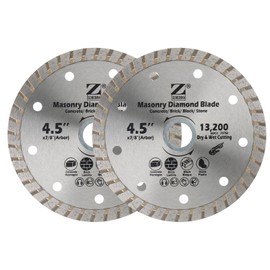 ZORUNNA 4.5 Inch Diamond Saw Blade for Angle Grinder, Turbo Rim Tile Cutting Blade for Cutting Cement, Concrete with Rebar, Stone, Granite, Pavers, Bricks and Blocks with 7/8-Inch Arbor(2 Pcs).