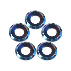 Ruifu Titanium Alloy Washers M5M6 M8 M10 with Step Gasket Suitable for Motorcycle Car Modification 5pcs (M6, Fire Blue)