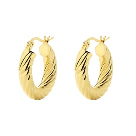 ZOYA JEWELRY DESIGN 18K White and Gold-Plated pure 925 Sterling Silver Hypoallergenic cute Hoop Earrings for Women - Trendy TikTok Jewelry (Gold 18 K)