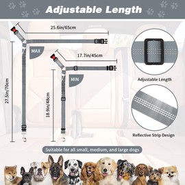 BWOGUE 2 Piece Dog Seat Belt for Car with Elastic Bungee Buffer Safety Seatbelt Car Headrest Restraint Wear Adjustable Metal Buckle Harness in Vehicle Travel for Pet