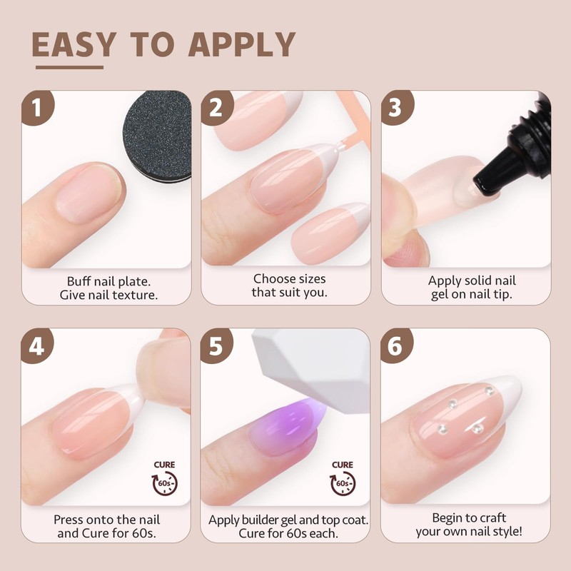 Maigitur Black French Tip Nails - Press On Coffin Shape