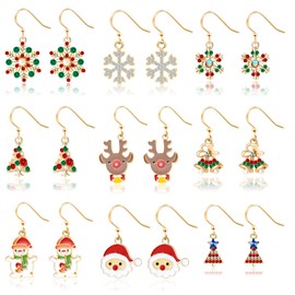 Miraculous Garden 9 Pairs Christmas Drop Earrings Set Thanksgiving Xmas Holiday Dangle Earrings Jewelry Set for Womens