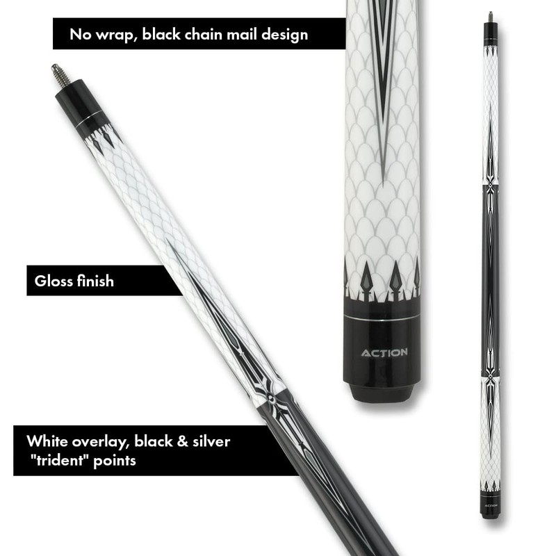 Action Black & White Billiards Pool Cue Stick - Crown