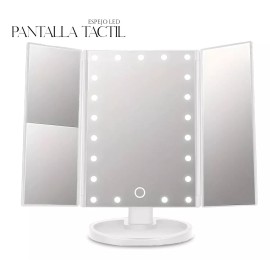 Shendy Vendy Espejo De Maquillaje Led Con Pantalla Táctil Rotacion 360 Marco Blanco