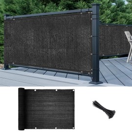 MVPNET 3' x 16' 90% Fence Privacy Screen Black Fence Covering Heavy Duty Privacy with Grommets 90% Mesh Tarp Sun Screens for Patio,Garden, Backyard,Outdoor.