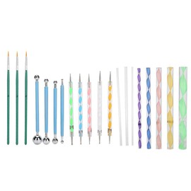 Juego de herramientas de uñas Mandala Dotting Tools, juego de 20 piezas de pintura de uñas de bricolaje, juego de herramientas de modelado de talla de cerámica de arcilla con herramientas de puntos ce
