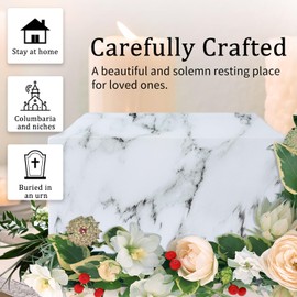 White Marble Cremation Urn, Memorial Urn Vault for Human Ashes, Adult Sized Urn Vault for Ground Burial, Home Memorial and Funeral Cremation Urn