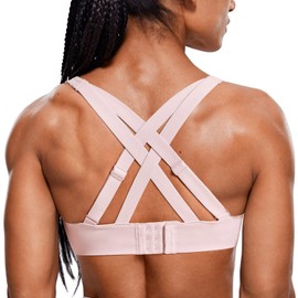 SYROKAN Power On Sports Bra for Women High Support Padded Molded Cup Strappy Racerback Wireless Bras Rhodonite Pink - Please Go Up One Band Size 40C