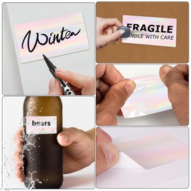 FINDAT Rainbow Holographic Thermal Labels 76 x 50 mm Roll Printable Laser Thermal Stickers Waterproof Rectangular Vinyl Stickers for Logo Design Thank You Barcodes DIY Pack of 300