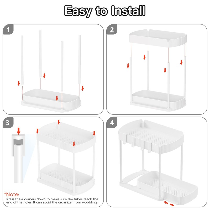 Ukeetap 2 Pack Multi-Purpose Pull-Out Storage Organizers, Under Sink Organizers