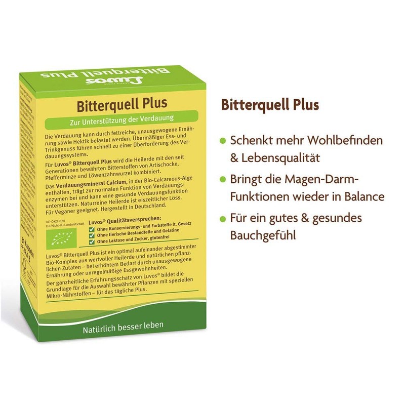 Luvos Bitterquell Plus Organic Dietary Supplement 30 Capsules