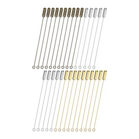 M METERXITY 30-Pack Brooch Stick Pins, 2.8 Inch Copper Long Needle Eye Pin with Stopper Ends for DIY Clothing/Accessories/Suit Tie/Jewelry, Straight Flat Head Pins [Silver/Gold/Bronze]