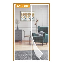Yotache Magnetic Screen Door for 32x80 Doors, Screen Size 34"x81", High Density Screen Mesh with Windproof Hasp Design for Front/Back Walk Through Door, White