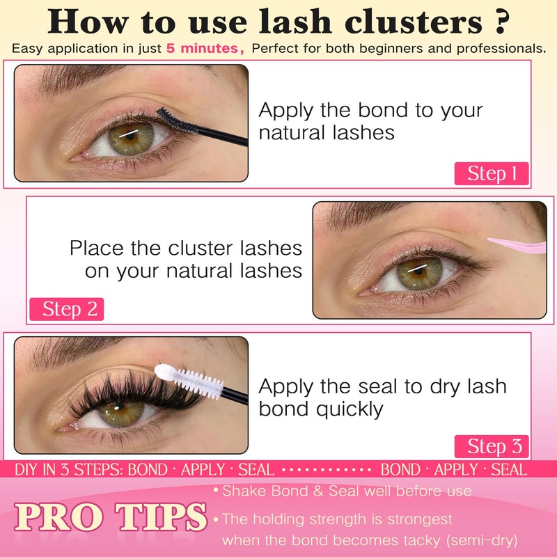 FANXITON Lash Clusters Kit Wispy Clusters Eyelash Extensions Natural Lash