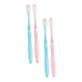 Baluue 4pcs Japanese Style Soft-bristle Toothbrushes for Adults Lightweight Compact Oral Care Tools Gentle Cleaning for Daily Use Colors Included