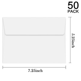 YINUOYOUJIA 50 Packs of A7 envelopes for invitation, 5x7 envelopes for Cards-Self Seal, Square Flap, Great for Wedding, Baby Shower, Mailing, Birthday Party (white)