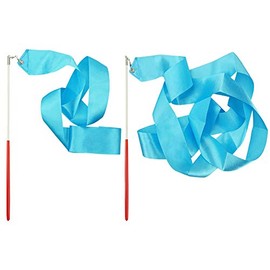 Rainbow Rhythmic Gymnastics Wands Praise Dancing Streamers for Kids Baton Twirling Talent Shows Artistic Dancing, 2 Pack by Baryuefull (Blue)