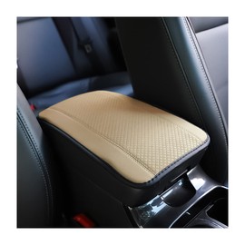 Adunsiaoto Universal Car Armrest Cushion, Leather Armrest Cushion for Cars, Armrest Cushion Car Comfortable Cover for Centre Console, for Cars, Suv (Beige)