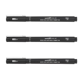 UNI-BALL PIN DRAWING PEN FINELINER ULTRA FINE LINE MARKER 0.5mm BLACK Ink - [Pack of 3]