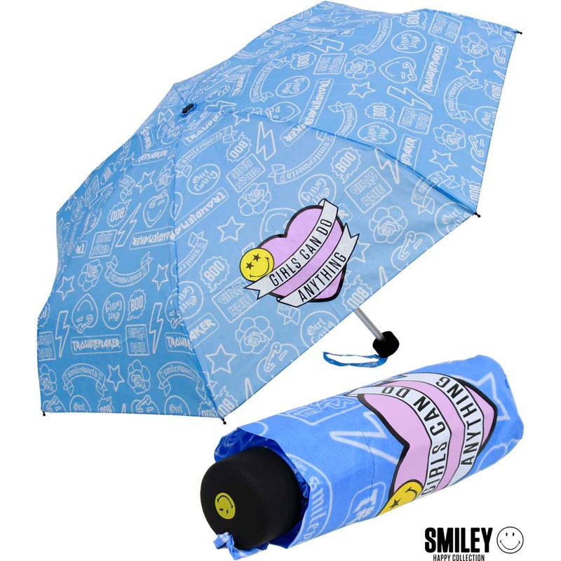 Smiley World Pocket Umbrella Mini Manual Girl Gang, blue