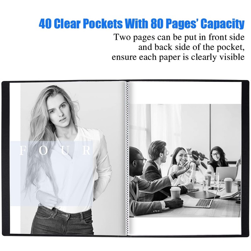 JIKIOU A4 Display Book Folder 40 Pockets Presentation Book Document