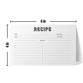 Reskid Recipe Cards - 100 White 4x6 Cards For Recipes, Blank Recipe Postcards Set. 14pt Postcard Paper Cardstock, Bulk Recipe Card Pack.