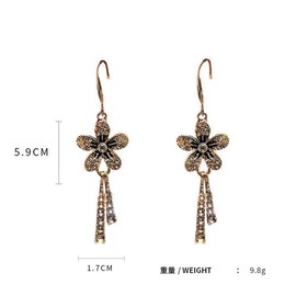 Floral Flower Drop Dangle Earrings, Gold