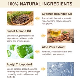 Vawcrn Cyperus Rotundus Oil, Natural Cyprus Rotundus for Hair Removal, Reducing Body Hair Growth, Cyperus Oil Moisturizes & Soothes Skin, Suitable for All Skin Types, 60ml