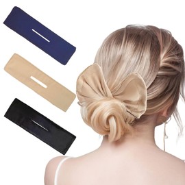 3 Pieces Deft Hair Bun Maker for Twister - Lazy Hair Curler Deft Bun Fashionable Colors Bow Maker, Cute French Twist Easy Bun Hair Bun Maker for Women & Girls Hairstyle (3 PCS (Black, Navy, Khaki))