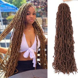 MLETULIPS Faux Locs Crochet Hair Goddess Locs Crochet Hair 6 Packs Pre-Looped Soft Dreadlocks New Fuax Locs Crochet Hair for Women (30#, 76 cm)