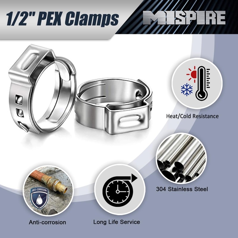 1/2 inch PEX Pipe Clamps 50 PCS, PEX Cinch Clamps