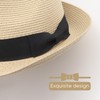 DRESHOW Women Straw Sun Hat Short Brim Panama Travel Fedora