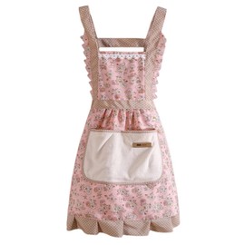 FAIRYGATE Chef Aprons for Women Kitchen Apron with Pockets Plus Size Adjustable Neck Strap Long Ties Multi Flower Apron Thanksgiving Christmas Cooking Baking Painting A1517