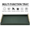 XIGEXIGE Green Decorative Serving Tray,Rectangular Tray for Coffee Table,Faux Leather