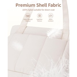 Narwey Puffer Travel Tote Bag for Women Work with 15.6" Laptop Compartment, Lightweight Quilted Puffy Tote Bags with Luggage Sleeve for Carry on, College, Gym, Nurse (Beige, Large)