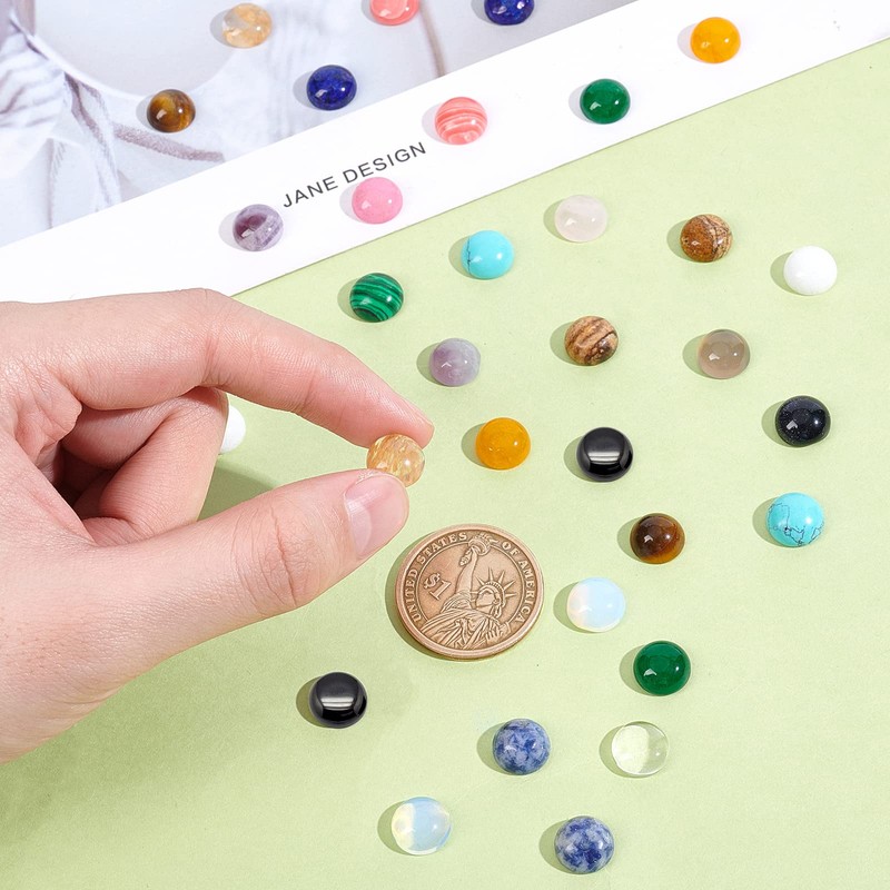 SUPERFINDINGS 40 Pieces 10 mm Multi Colour Natural Cabochon Gemstone