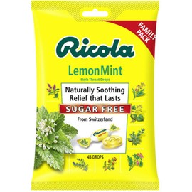 Ricola Sugar Free Large Bag Bundle, SF Lemon Mint (45 ct), SF Swiss Cherry (45 ct), 2 Bag Pack