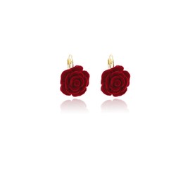 Boho Red Rose Flower Earrings for Women Vintage Statement Exaggerated Floral Stud Earrings for Woman Trend Dainty Jewelry (545-red rose earrings)