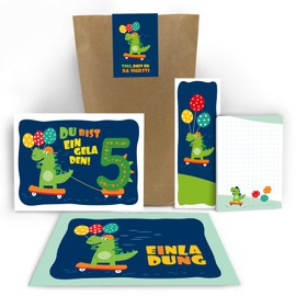 10 invitation cards for the 5th Children's birthday boy boys girls dinosaur invitations fifth birthday