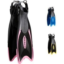 Cressi Palau Adjustable Open Heel Fins, Black/Pink, M/L