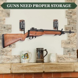 VIEWAY Gun Rack for Wall Mount Gun Hooks for Rifle, Shotgun, Bow Display Hanger, AR, AK Wall Mount Solid Wood Heavy Duty Steel -MK886A