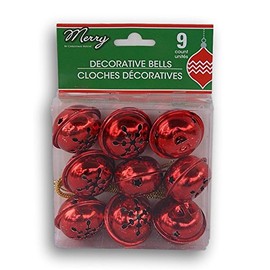 Christmas House Decorative Miniature Red Jingle Bells - 9 Count